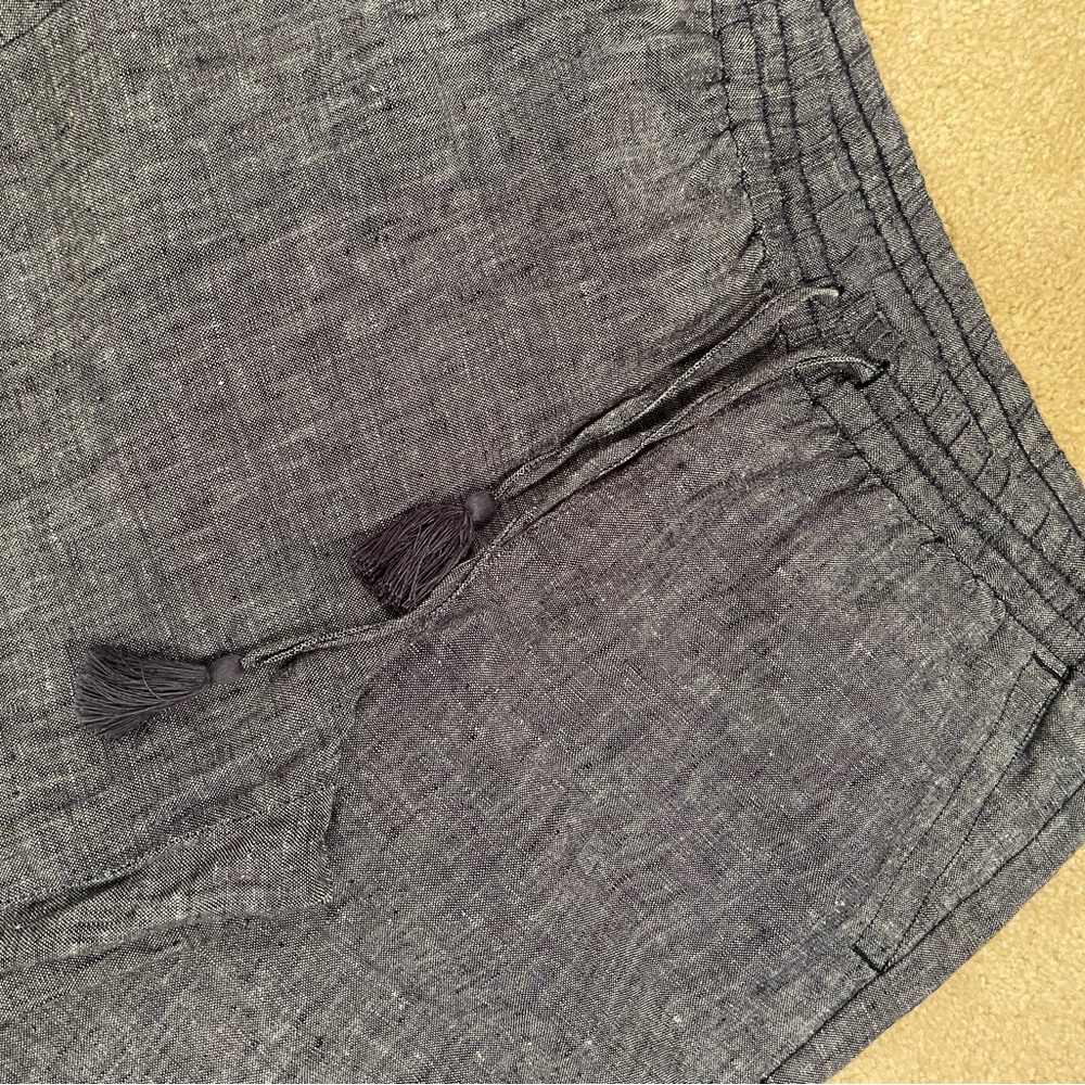 Talbots Blue Linen Shorts with Tassel Accent